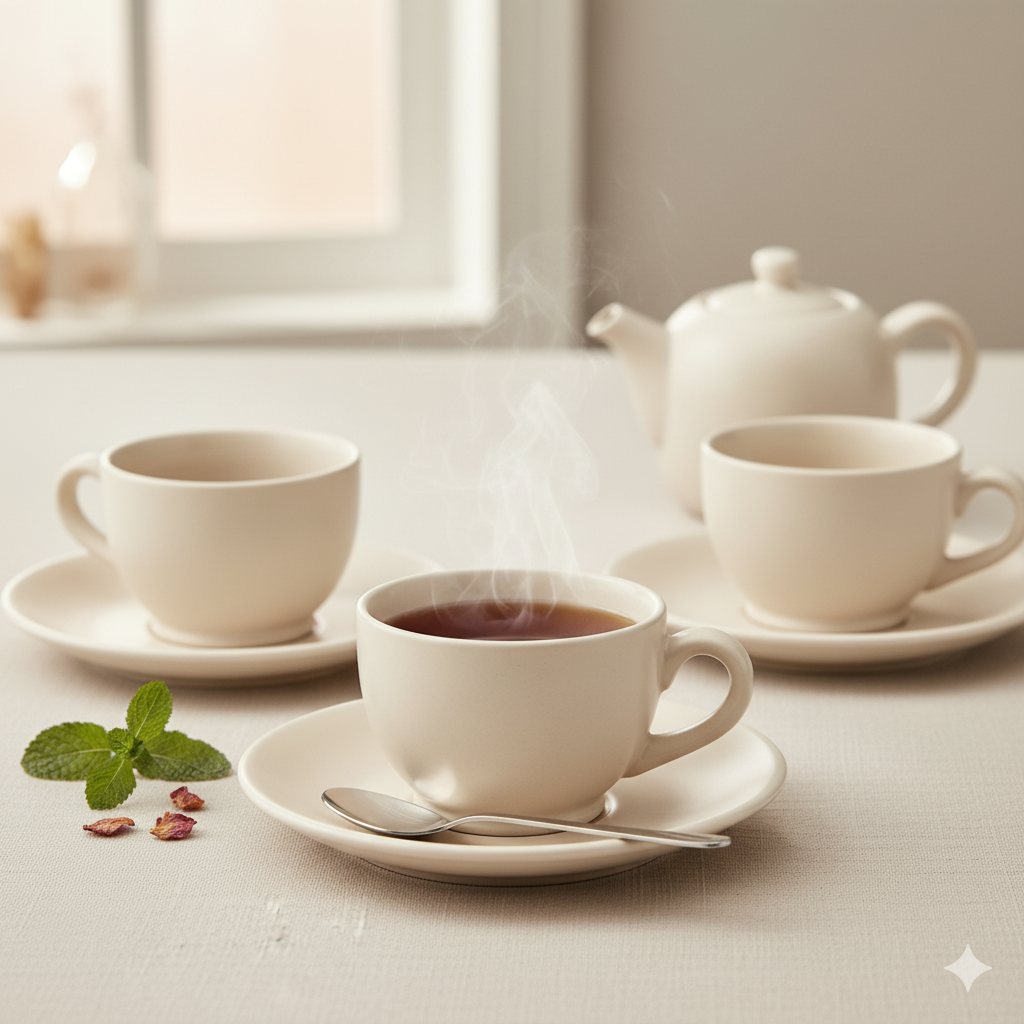Handcrafted Ceramic Tea & Coffee Cups with Saucers – 180 ml | Set of 2
