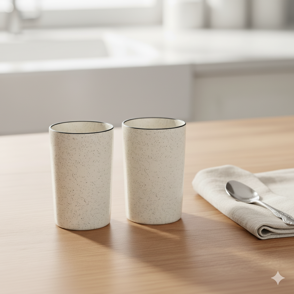Handcrafted Ceramic Drinking Glass – 300 ml | Set of 2