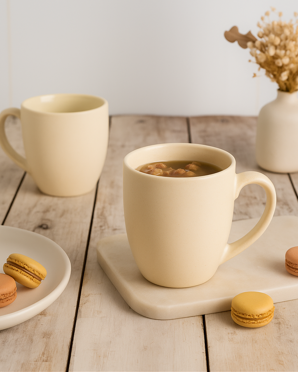 Handcrafted Creamy Beige Ceramic Coffee & Tea Mugs – 350 ml | Set of 2